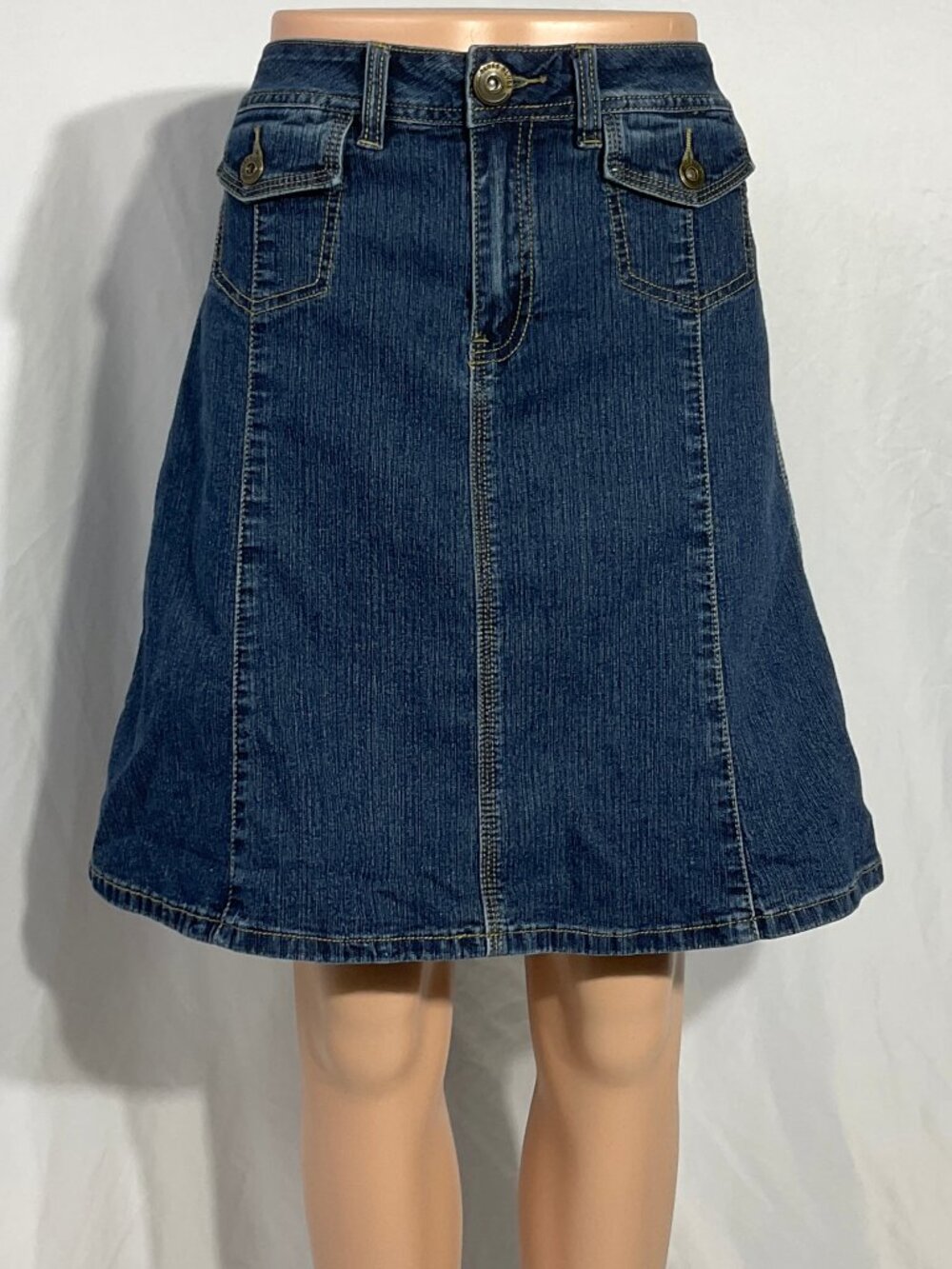 Baccini Sz 10 Denim Knee Length Skirt Jeans A Line Womens